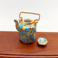 Ceramic Porcelain Miniature Chinese Teapot with Copper Handle, Benjarong patterns Golden Dots, Dollhouse Decoration, Gift for Teapot Lovers