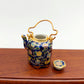 Ceramic Porcelain Miniature Chinese Teapot with Copper Handle, Benjarong patterns Golden Dots, Dollhouse Decoration, Gift for Teapot Lovers