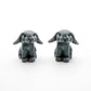 Set of 2 Tiny Rabbit Bunny Ceramic Figurines Miniature Animal Statue, available in 3 colors - Brown, Grey, White | Home Decoration