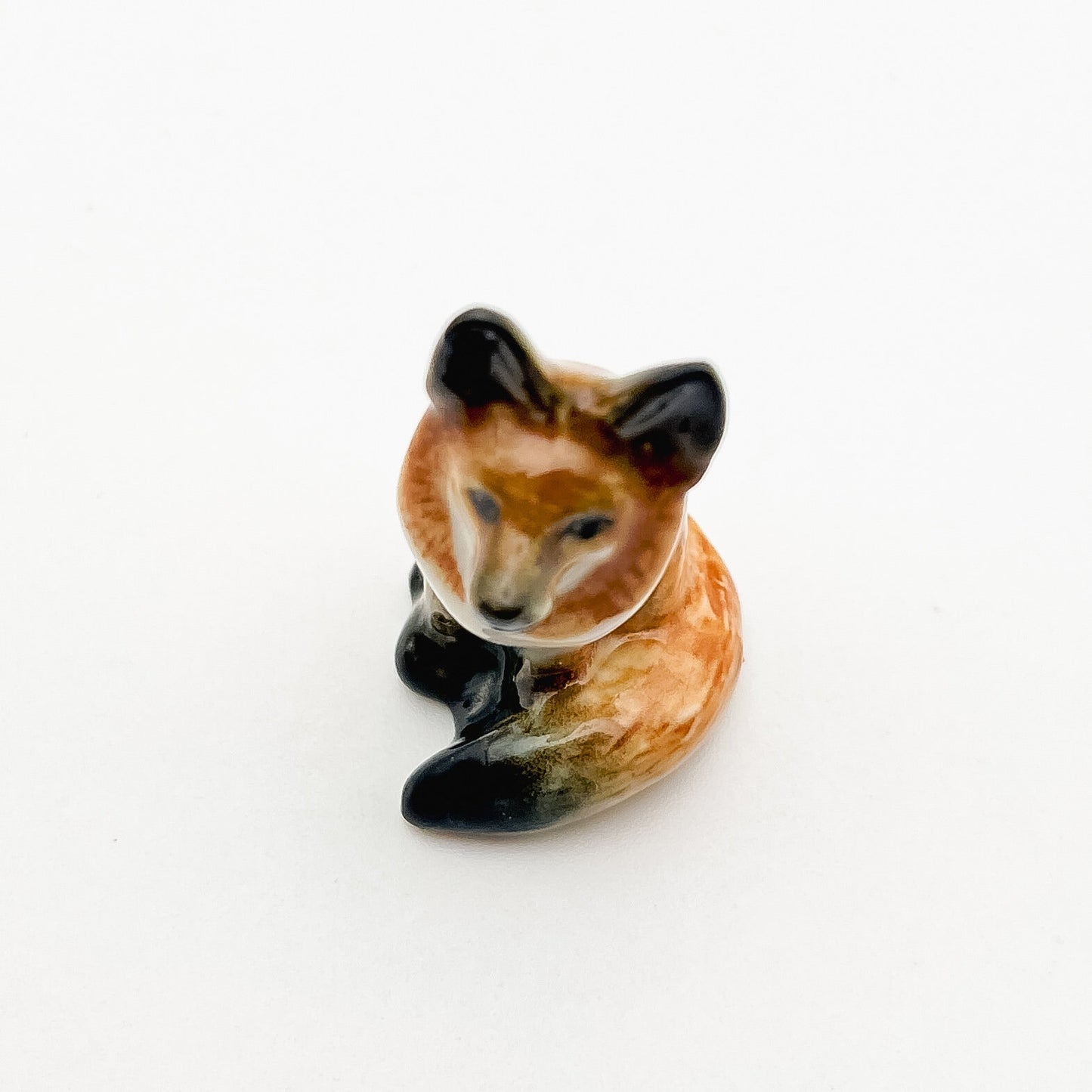 Handcrafted Porcelain Brown Fox Figurine – Enchanting Woodland Decor, Gift for Wild Animal Figurine Collectors